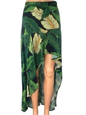 Beach Riot High-Low Tropical Leaf Print Maxi Skirt - Green (NWOT)